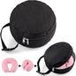 1 Pcs Travel Neck Pillow Bag Compact Travel Neck Carrying Case Bag for Airplane Train Journey Quick Release Clasp Attaches to Luggage Purse Backpack, Pillow Not Included (Black) - color: Black