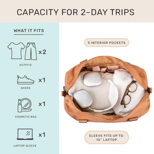 Jadyn Austin Carry-On Travel Duffel Bag for Women, 18” Weekender Bag with Laptop Sleeve, Durable Material, and Trolley Sleeve, Ideal for Work, Gym, and Overnight Trips (Terracotta) - color: Terracotta