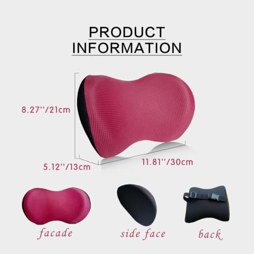 Super Great Car Headrest Pillow, Car Pillow for Neck Pain Relief with Adjustable Strap, 100% Memory Foam & Breathable Removable Cover, Ergonomic Design - Softness Travel Car Neck Pillow(Wine-Red, 1PC) - color: Red