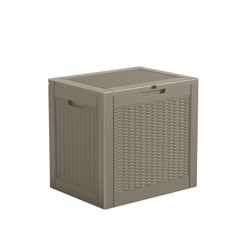 DRATO 34 Gallon Deck Boxes Resin Outdoor Storage Box UV Resistant Outside Deck Box with Lockable Lid for Patio Furniture (Grey, 34 Gallon) - color: Gray, size: 34 Gallon