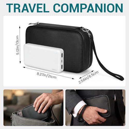 Fireproof Electronics Organizer Travel Case, Water Resistant Tech Accessories Pouch, Explosion-proof Cord Storage Bag with Fireproof Zipper for Phone, Power Bank, Cables, USB, Black
