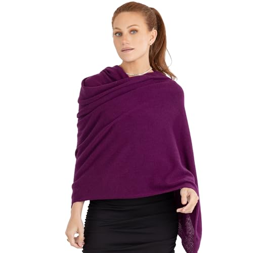 Velanio Cashmere 100% Cashmere Knitted Wrap Pashmina Shawl Extra Large Scarf Stole for Women Travel - color: Burgundy
