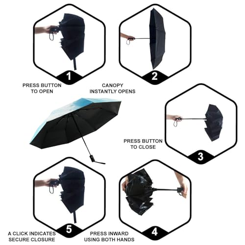 SY COMPACT Travel Umbrella - Windproof Automatic Compact Umbrella for Rain, Lightest 8-Rib, Small, Strong & Portable, Durable Grip, Fits Backpack & Car, Factory Direct (UV Available) - color: Coast
