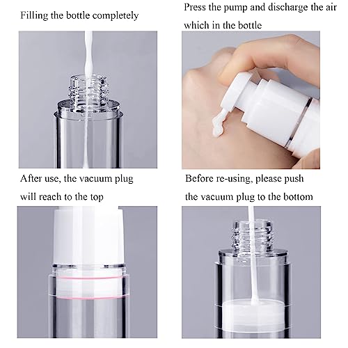Qeuly 3 Pack Airless Pump Bottles 1.7 oz Travel Size Pump Bottle Lotion Container Refillable Cosmetic Pump Dispensers for Foundation Moisturizer Shampoo Toiletry (SN-50) - color: Sn-50