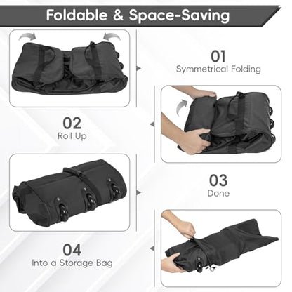 120L Foldable Rolling Duffel Bag with 3 Wheels And Handle, 30 inch Large Travel Duffle Bag for Travel, Camping, Outdoors - color: Black