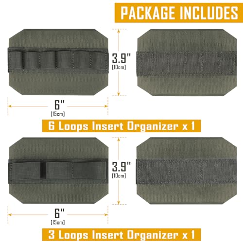 WYNEX Tactical Bag Insert Elastic Holder, Modular Elastic Loop Panel Hook and Loop Organizer Pouch Insert Attachment with Hook Backed Fastener for Backpack Accessories - color: Ranger Green
