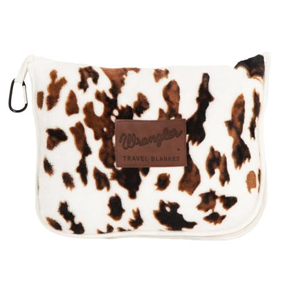 Carstens, Inc. Travel Blanket, Premium Compact 2-in-1 Airplane Blanket/Pillow, Wrangler Tri-Color Cowhide - color: Wrangler Tri-color Cowhide