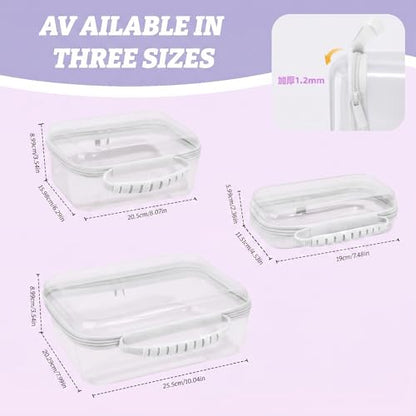 3 Pack Clear Hard Shell Zipper Cases with Handle, Waterproof Toiletry Bag for Travel, Diaper Bag Organizer Pouches, Nesting Pouches for Makeup, Toys, Snack Pouches, Stationery (White) - color: White