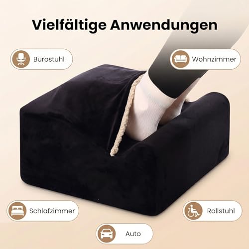 Foot Rest for Under Desk at Work, Office Footrest with Warm Feet Pocket,Ergonomic Under Desk Footrest with Washable Cover, Stool for Office Chair & Back &Pain Relief (Black+) - color: Black+