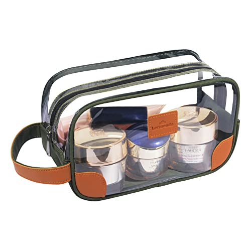 Lermende Toiletry Bag, Clear Shaving Dopp Kit for Men Travel Toiletry Bag with Hand Strap Unisex Bathroom Toiletries Organiser - color: Green