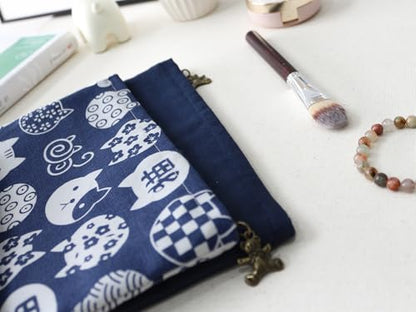 HAPPYHEIDI Canvas Pouch Cosmetic Bag, Tote Organizer, Heavy Duty Cotton Canvas, Solid Navy Blue, Zipper Clsosure, Large 10 x 8.5 Inches - color: GR-Canvas-Navy Blue