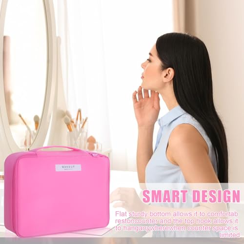 Queboom Travel Makeup Bag Cosmetic Bag Makeup Bag Toiletry bag for women and men (Light pink) - color: Light pink