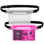 AiRunTech Waterproof Pouch with Waist Strap (2 Pack) | Beach Accessories Best Way to Keep Your Phone and Valuables Safe and Dry | Perfect for Boating Swimming Snorkeling Kayaking Beach Pool Water Park - color: Clear + Pink