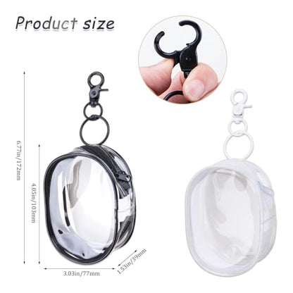 4Pcs Multi-Purpose Clear Cable Storage Bag with Hanging Hook Portable Transparent Zipper Pouch Travel Clear Cosmetic Bag for Cables Headphones Keys Mini Lipsticks