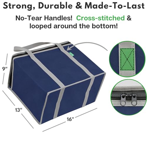 Creative Green Life XL Insulated Reusable Grocery Bags (2-Pack) - Premium Quality Cooler Bags with Hard Bottom Insert, Stands Upright, Washable - color: Navy Blue