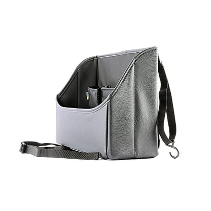 Viaviat Car Handbag Purse Holder Between Seats Leather Car Front Seat Storage Bag Large Capacity Car Organizers for Book Document Phone Bottle Tissue Toy (Black Style-1) - color: Black (Style 1)