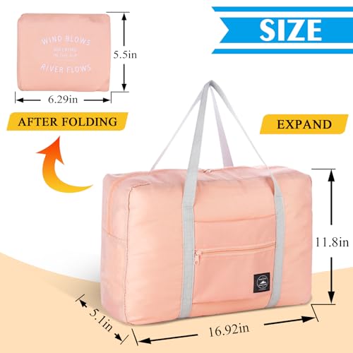 Travel Bag 36 Packes Carry on Luggage Foldable Duffel Bag Sports Gym Bag Weekender Overnight Bag Water Resistant Nylon Travel Duffel for Men Women - color: Pink 36