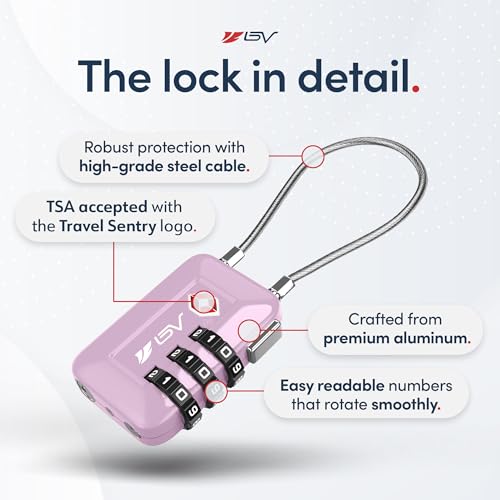 TSA Accepted Luggage Travel Lock, Set-Your-Own Combination Lock for School Gym Locker, Luggage Suitcase Baggage Locks, Filing Cabinets, Toolbox, Case (Purple, 1 Pack) - color: Purple, size: 1 Pack