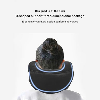 Noise-Canceling Memory Foam Travel Pillow for Long Flights - Ergonomic Neck Support, Adjustable & Portable with Storage Box - Best for Airplane, Office Naps, Business Trips (Grey)