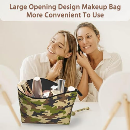 Patriotic Camouflage Print Travel Makeup Bag,Abstract Modern Cosmetic Bags Small Waterproof Zipper Women Purse Mini Portable Traveling Organizer Pouch for Ladies Thanksgiving Gifts - color: Camouflage Print