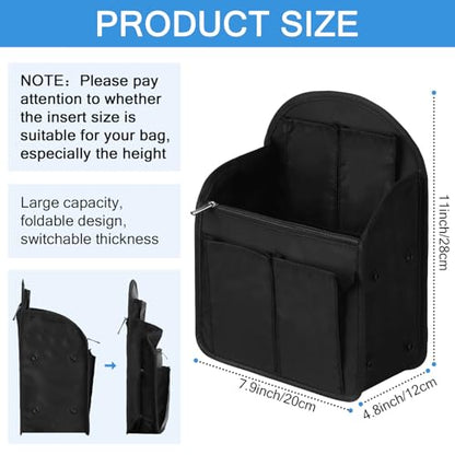 Sweetude 2 Pcs 7.9 x 4.8 x 11 Inch Mini Backpack Organizer Insert Small Shoulder Bag Divider for Rucksack Handbag Shoulder Bag Purse(Black) - color: Black