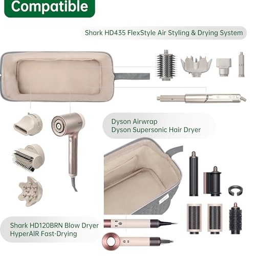 KarSyon Shark Flex Style Case for Dyson Airwrap Hair Dryer Brush Revlon Hair Tools Travel Bag Carrying Case Flat Curling Iron Organizer (Grey) - color: Grey