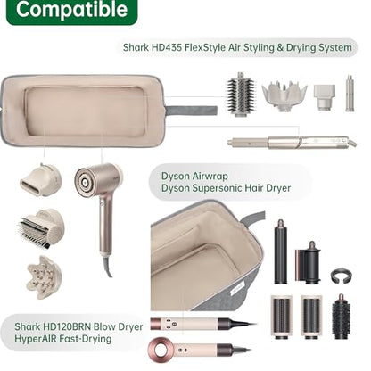 KarSyon Shark Flex Style Case for Dyson Airwrap Hair Dryer Brush Revlon Hair Tools Travel Bag Carrying Case Flat Curling Iron Organizer (Grey) - color: Grey