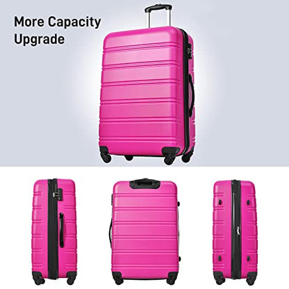 Merax Luggage sets of 3 Piece 20 28 IN Carry on Luggage Hard Case Pink Luggage Expandable Checked Luggage Suitcase Set with Wheels - color: Pink, size: 3-Piece Set(20+28IN+Bag)