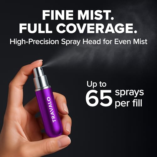 Travalo Classic HD Perfume Atomizer - Leak-Proof and TSA Approved for Air Travel - Reusable, Airtight, Easy-Fill Mini Pump Sprayer - Lightweight, Elegant Design w/Volume Window - Purple 0.17oz - color: Purple