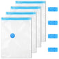 4-Pack Vacuum Compression Space Saving Storage Bags - 13.8 x19.7in Roll-Up Travel Vacuum Seal Bags for Clothing Packing, Cruise Accessories, Luggage & Home Organizers - No Vacuum or Pump Needed