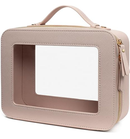 LETGO Clear Makeup Bags - TSA Approved Toiletry Bags with Zipper, Makeup Organizer for Carry-on Travel Essentials, Cosmetic Bags for Women & Men (Large Nude) - color: Nude, style: Large