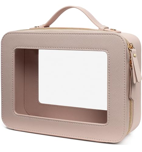 LETGO Clear Makeup Bags - TSA Approved Toiletry Bags with Zipper, Makeup Organizer for Carry-on Travel Essentials, Cosmetic Bags for Women & Men (Large Nude) - color: Nude, style: Large