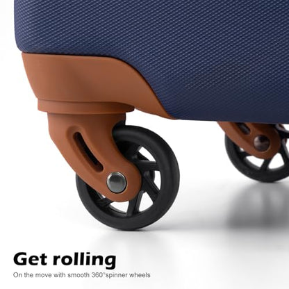 Coolife Luggage 3 Piece Set, Lightweight Durable Hardshell Suitcase set with 360° Spinner Wheels, TSA-approved Lock, Checked Family Travel Luggage sets, 20/24/28 Inch, Apricot Navy - color: Apricot Navy, size: 20in24in28in