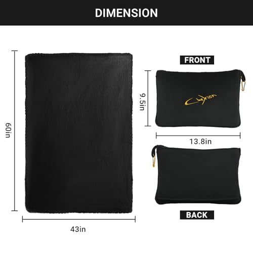 Airplane Travel Blanket with Pillow,300 GSM Soft Fleece Compact Blanket with Carry Bag,Lightweight Travel Blanket for Flights,Black - color: Black