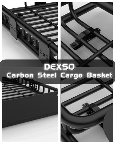 DEXSO 46" x 36" Universal Roof Rack Carrier Basket, 200 Lbs Capacity Roof Cargo Basket with Extension Luggage Holder Basket Heavy Duty for SUVs, Trucks, Vehicles - size: 46" x 36" x 6"
