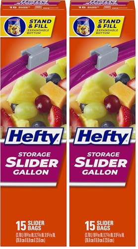 Hefty Slider Storage Bags, Gallon, 15 Count (Pack of 2) - size: 15 Count (Pack of 18)