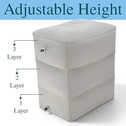 Inflatable Foot Rest for Airplane – 3-Layer Adjustable Travel Foot Rest for Long Flights, Plane Foot Rest & Airplane Leg Rest, Portable Footrest for Plane Travel, Kids & Adults(16.5" × 9.8" × 18.9")