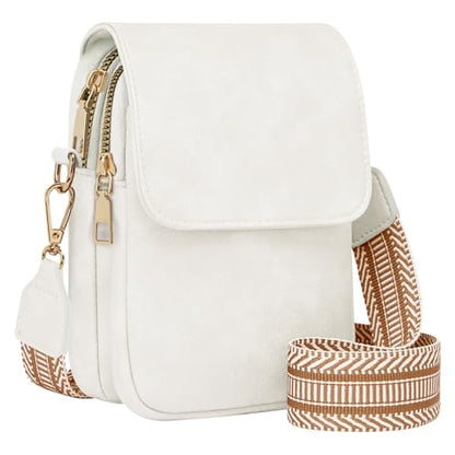Fashion Small Crossbody Bags for Women Trendy Designer Cell Phone Purses Wallets with Card Holder Anti Theft Travel - color: White