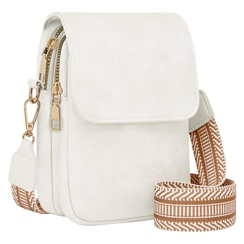 Fashion Small Crossbody Bags for Women Trendy Designer Cell Phone Purses Wallets with Card Holder Anti Theft Travel - color: White