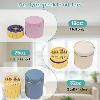 3ml Vial Insert (1 Short +2 Tall) Compatible with Hydrapeak Food Jars,Vial Insert Peptide Storage Set for 32/25/18oz Hydrapeak Food Thermos, Maximum Hold 48 Vials, Yellow.(No vials/Jar Included) - size: 1 short +2 tall (Fit 32 Ounce Hydrapeak Food Jar)