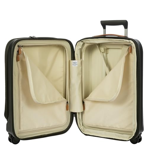 Bric's Taormina Ultra-Light Carry-On Spinner – Airline Approved Expandable Hard Shell Suitcase with TSA Lock, Anti-Tamper Zippers & Built-In USB Port - 21 Inch with Pocket, Olive - color: Olive, size: Carry-On w/ Front Pocket