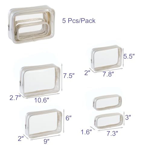 Remobia Hicol TSA Approved 5-Piece Diaper Bag Organizer Pouch Set Clear Waterproof TPU Kids Toiletry Storage Set Travel Packing Clutch Cube Bags for Baby Nursing(Pearl White Leather) - color: Pearl White Leather
