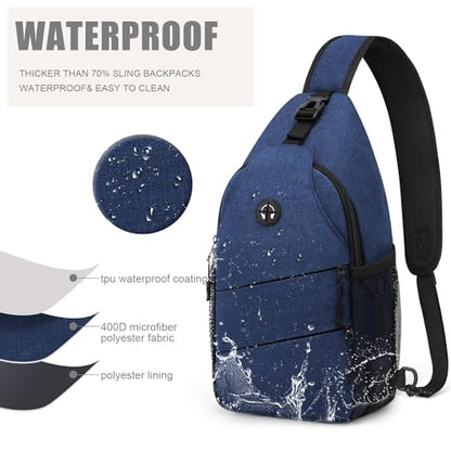 Pritent Crossbody Bags for Women Men Trendy Sling Bag Backpack Casual Chest Bag with Convertible Shoulder Strap - color: Blue, size: Medium