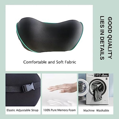 Really Soft Car Headrest Pillow, Car Pillow for Driving with Adjustable Strap, 100% Memory Foam Neck Pillow, Breathable Removable Cover & Ergonomic Design - Travel Car Neck Pillow(Lightblue Side Rope) - color: Blue