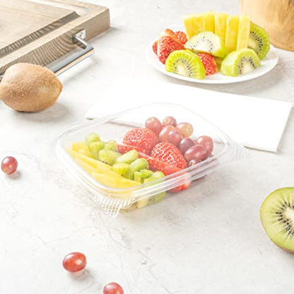 Restaurantware-Thermo Tek 8 Ounce Clamshell Containers, 100 Anti-Fog To Go Food Containers - Freezable, Rectangle, Clear Plastic Food Packaging Containers, Disposable - size: 8 oz