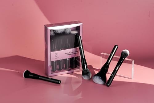 BS-MALL Soft Professional Makeup Brush Set - 4 Pcs Travel-friendly Brushes Including Foundation Brush for Liquid Makeup, Powder Brush & Blush Brush,Daily use (All Black) - color: All Black
