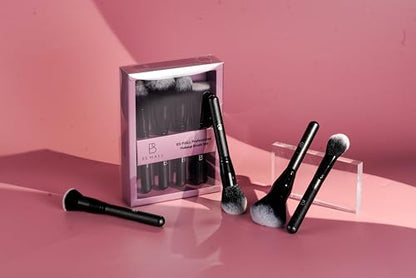 BS-MALL Soft Professional Makeup Brush Set - 4 Pcs Travel-friendly Brushes Including Foundation Brush for Liquid Makeup, Powder Brush & Blush Brush,Daily use (All Black) - color: All Black