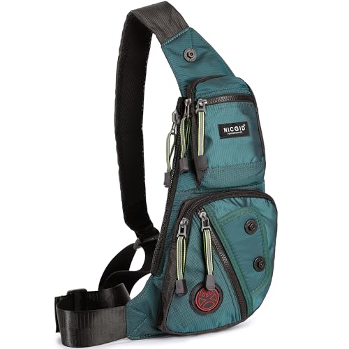 NICGID Sling Bag Chest Shoulder Backpack Crossbody Bags Casual Daypack for Men Women - color: Dark Green