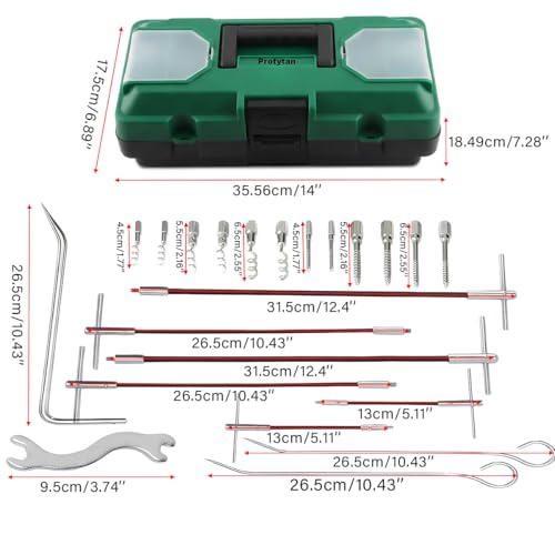 23PCS Packing Extractor Kit, Pump & Valve Packing Removal Tool Set with Flexible Shaft Handles, Corkscrew & Screw Tips,Stainless Steel Packing Puller Hooks, Packing Removal Kit with Toolbox