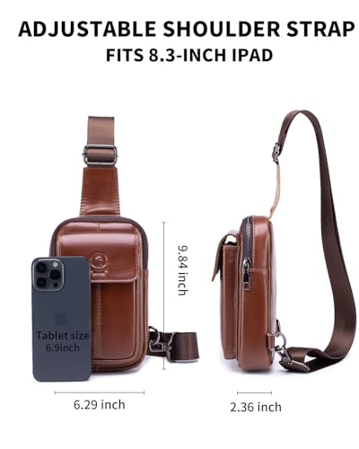 Rainbow Horse - Genuine Leather Mini Sling Bag, Small Chest Bag for Men, Suitable for Outdoor Travel and Daily Commuting